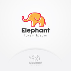 Fototapeta premium Baby elephant logo, Vector logo of a baby elephant with flat style, Simple and cute illustration of Elephant - Vector logo template
