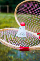 Badminton. Rackets and a shuttlecock