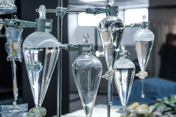 science laboratory glass distill boil water flask