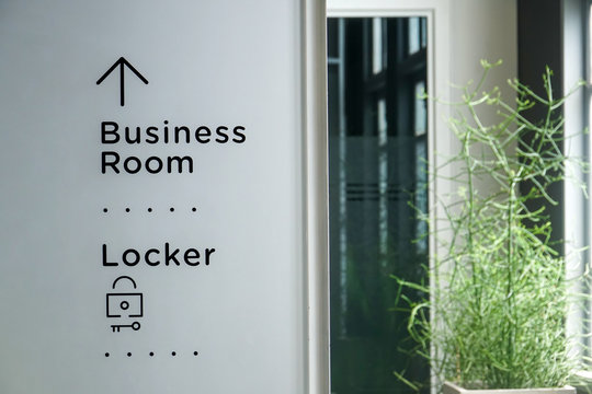 modern cozy business room locker room signage