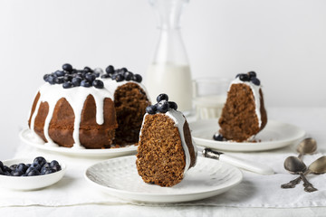  blueberry cake with icing glaze