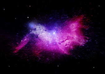 Stars, dust and gas nebula in a far galaxy