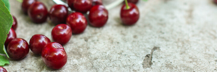 cherries Close up - ripe berries (harvest). food background
