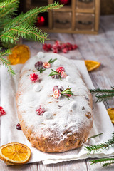 Traditional Christmas cake Stollen