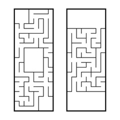 A set of two rectangular labyrinths. An interesting and useful game for preschoolers. Easy puzzle. Simple flat vector illustration isolated on white background.