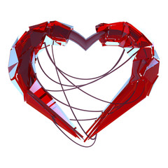 red techno heart of love high-tech wires