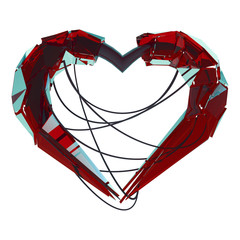 red techno heart of love high-tech wires