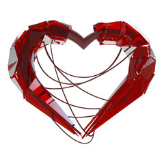 red techno heart of love high-tech wires
