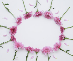 Flower Pattern Top View On Color Paper For Background