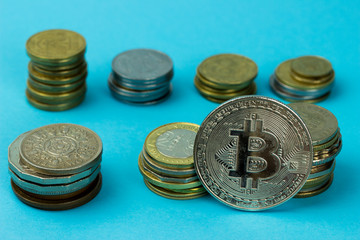 Cryptocurrency Bitcoin Blockchain technology. Virtual Digital money.