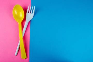 Fork and spoon.  Kitchen and food concept. Copy space