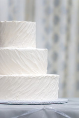 Simple Undecorated Wedding Cake Iced with White Icing