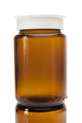Medical bottle glass isolated on white background
