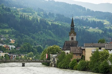 Church in small Tyrolien town Schwaz, Austria