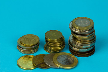 Worlds Coins towwer. Money and business concept