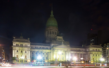 Fototapeta na wymiar Evening view of building of National Congress of Argentina