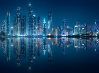 Fototapeta na wymiar Dubai Marina bay view from Palm Jumeirah, UAE