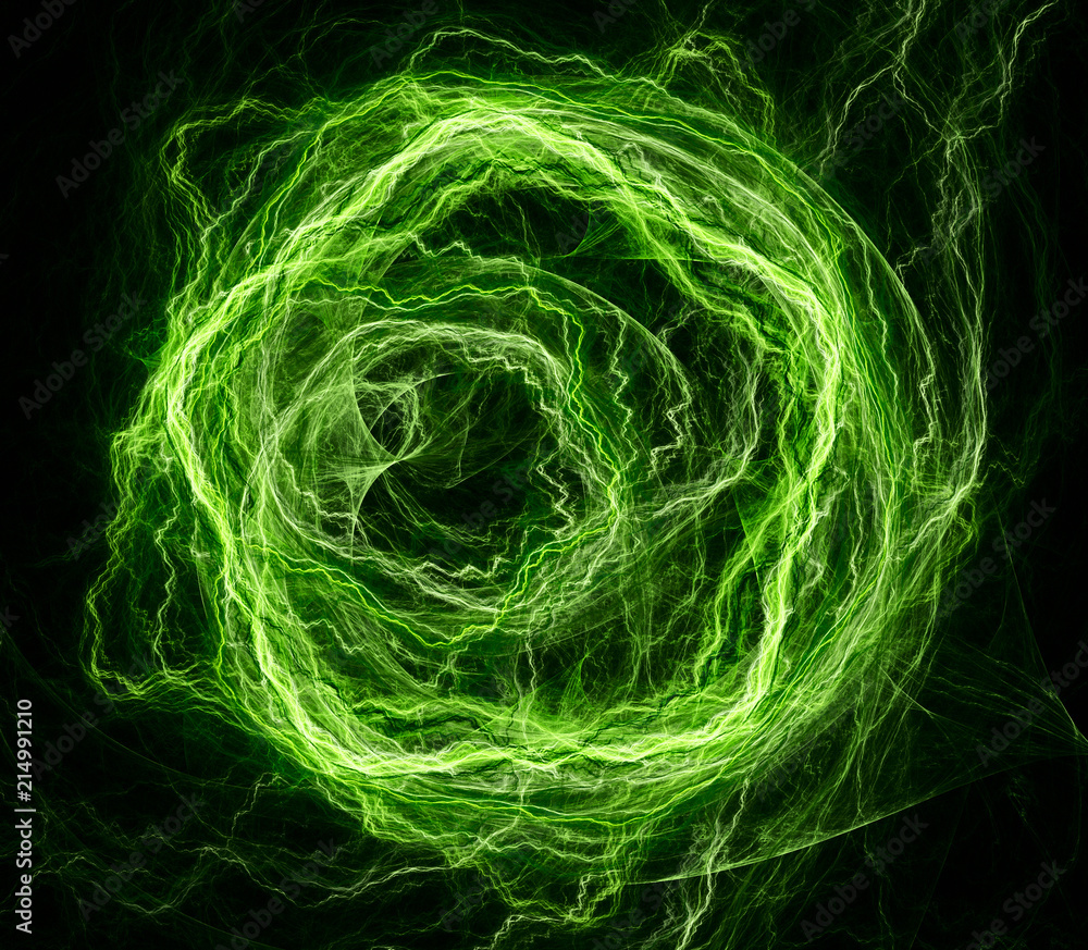 Aufkleber abstract green luminescent chaotic form in a space