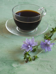 Chicory coffee. A substitute for traditional coffee, a herbal drink from the roots of chicory.