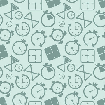 Clock timer icon seamless pattern background. Business concept vector illustration. Time alarm stopwatch clock symbol pattern.