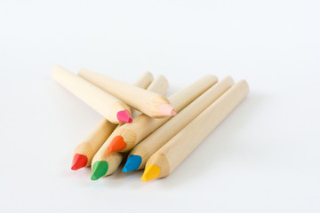 Colorful wooden pencils isolated on white background