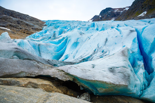 Part of blue Svartisen Glacier in Norway
