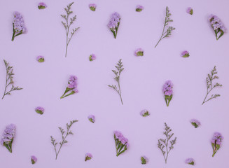 Flower Pattern Top View On Color Paper For Background