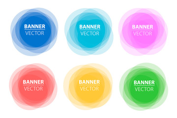 Colorful round banners. Overlay colors shape art design. Abstract concept graphic tag element for advertisements or printing. Creative vector illustration