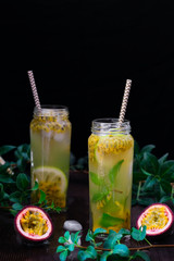 Tropical cocktail with passion fruit