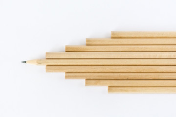 Wooden pencils, leadership concept art