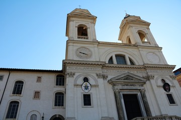 Church Santissima Trinità dei Monti at Spanish stairs in Rome, Italy 