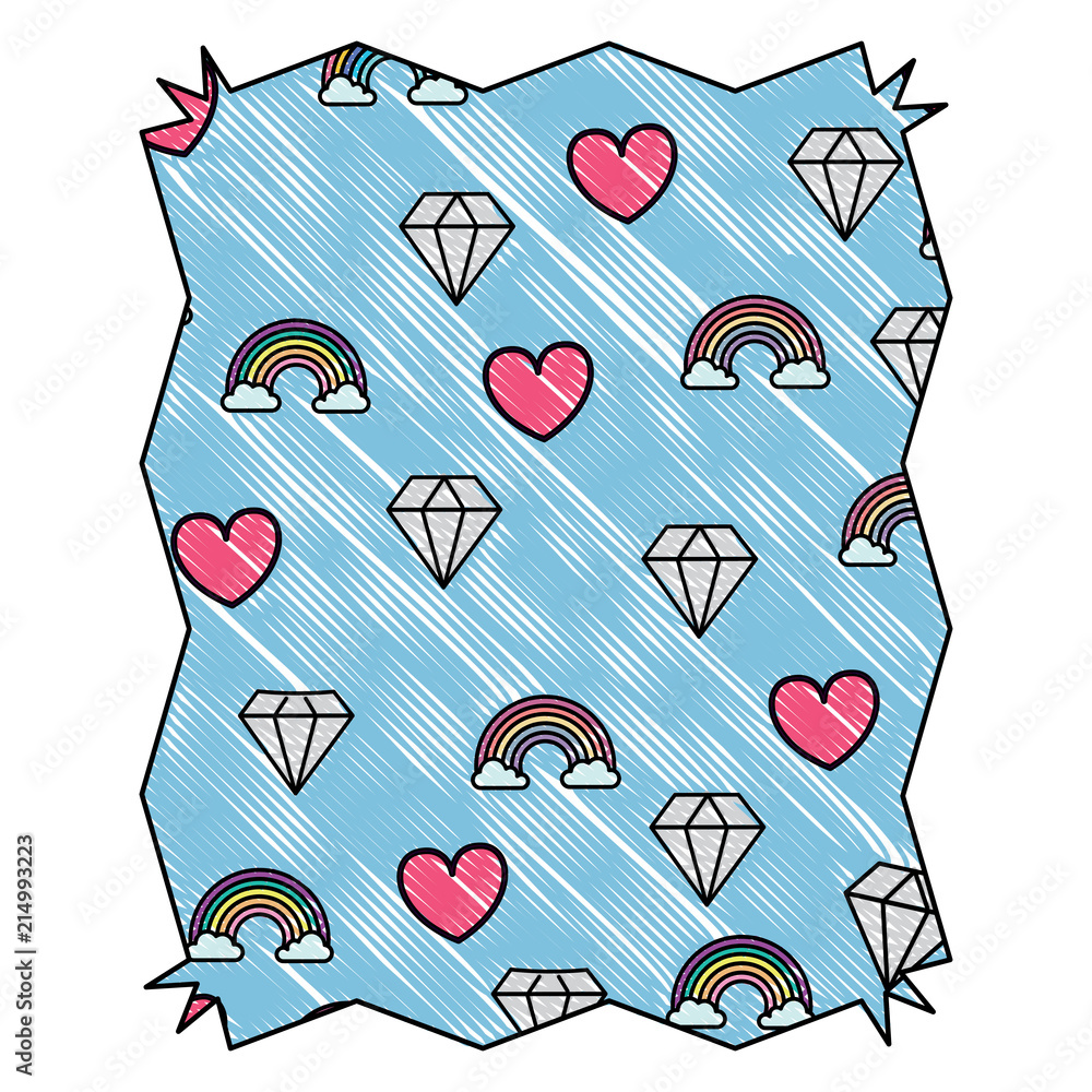 Canvas Prints rainbow and diamonds pattern