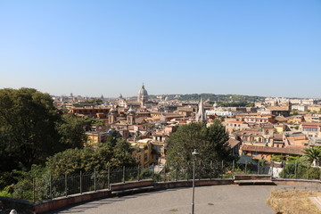 Fototapeta na wymiar Rome seen from the Pincio, towards St. Peter's Basilica in Vaticano, Italy 