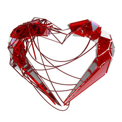red techno heart of love high-tech wires