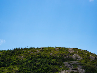 Mountain Summit, Hikers at Top, Blue Sky