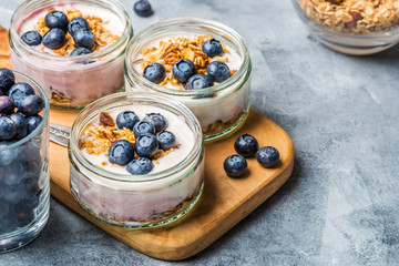 Yogurt with Homemade Granola and Blueberries