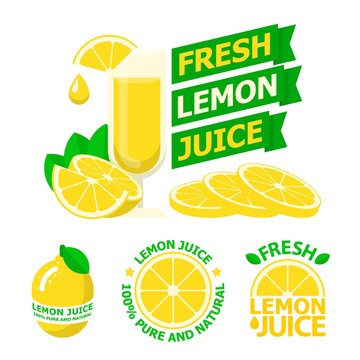 Fresh lemon juice badge emblems