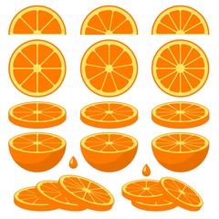 Set of fresh orange slices