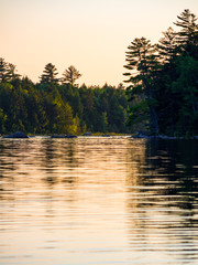 Naklejka premium Sunset on Water, Forest River, Penobscot River, Maine