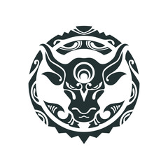Tattoo of a bull in Polynesian style