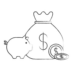 piggy bank and money sack