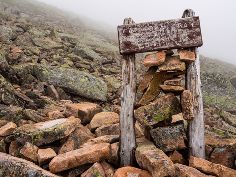 Wooden Trail Sign, Katahdin, Alpine Trail, Weathered Sign