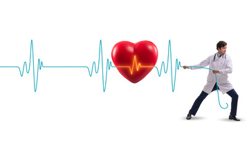 Cardiologist in telemedicine concept with heart beat