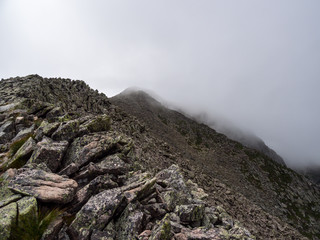 Mountain Ridge in Clouds, Knife's Edge Trail, Katahdin