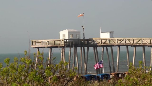 Side Shot of Ocean City's Fishing Pier - Ocean City, New Jersey, 2018. Beautiful Sunset