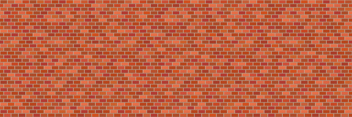 Abstract Red and Brown Structural Brick Wall. Panoramic Solid Surface. Raster Illustration