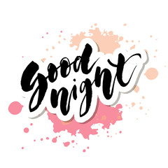 Good Night Lettering Calligraphy Vector Text Phrase typography Type Watercolor
