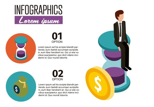 Purple and Orange Finance Time Budget Business Infographic