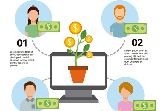 Green Blue Digital Investment Growth Money Infographic Layout