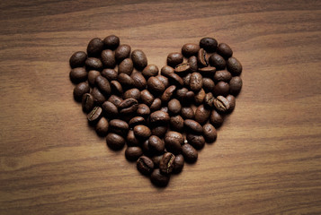 coffe beans in shape of haert